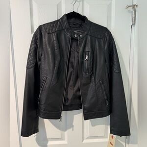 Levi's Black Faux Leather Biker Jacket with Quilted Accents